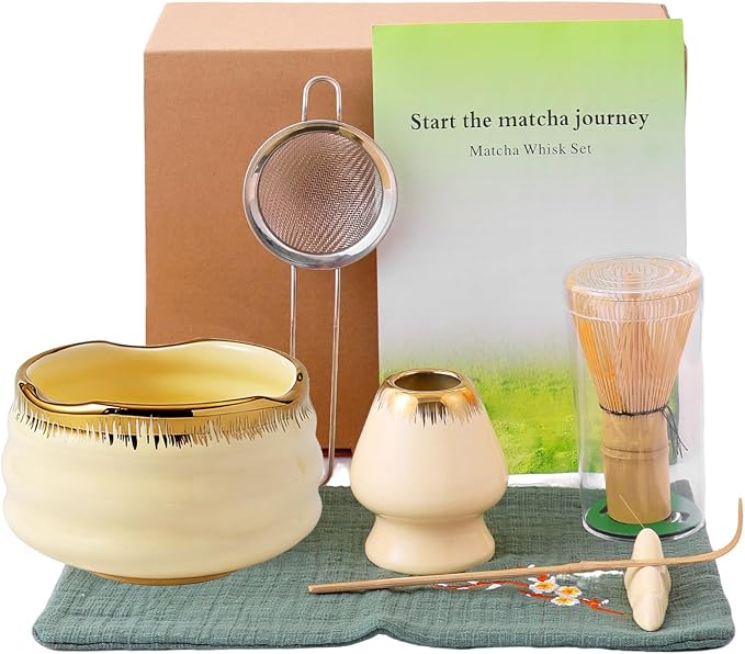 XiaoQuilismic-Matcha Whisk Set: Bamboo blender, matcha bowl, cute stand by Unknown