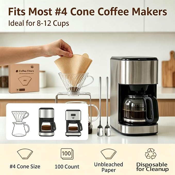 #4 Cone Coffee Filters, Disposable Size 4 Filters - Image 4
