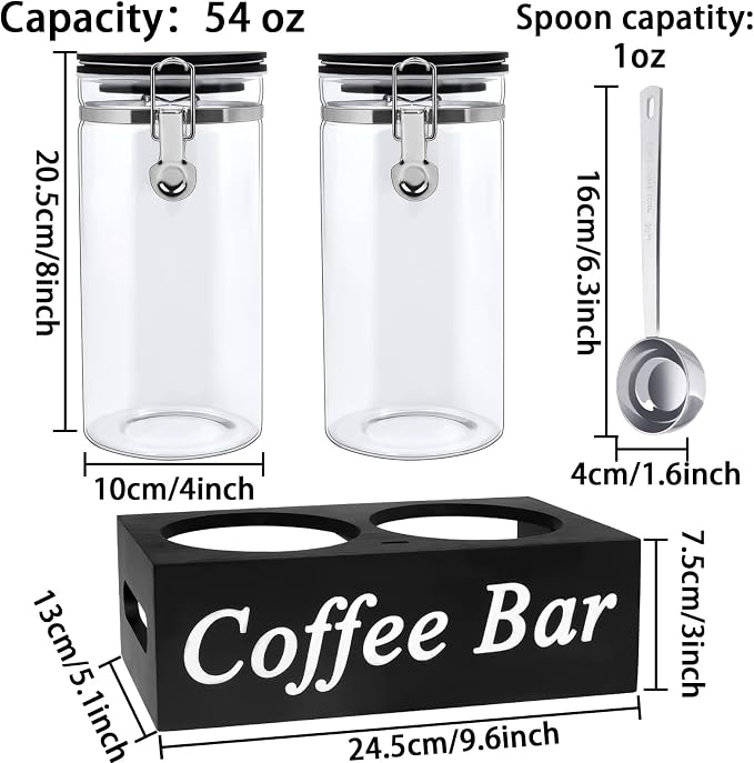 WYTAOHZL 2PCS Glass Coffee Containers - Image 2