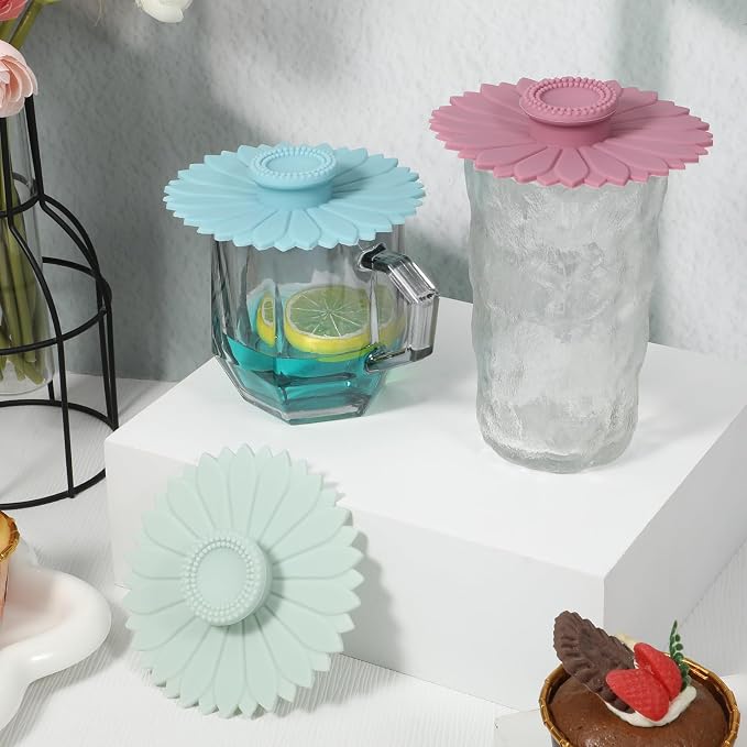 Qianyu 3 Pcs Sunflower Silicone Cup Covers Flexible Mug Cover Multicolored - Image 5