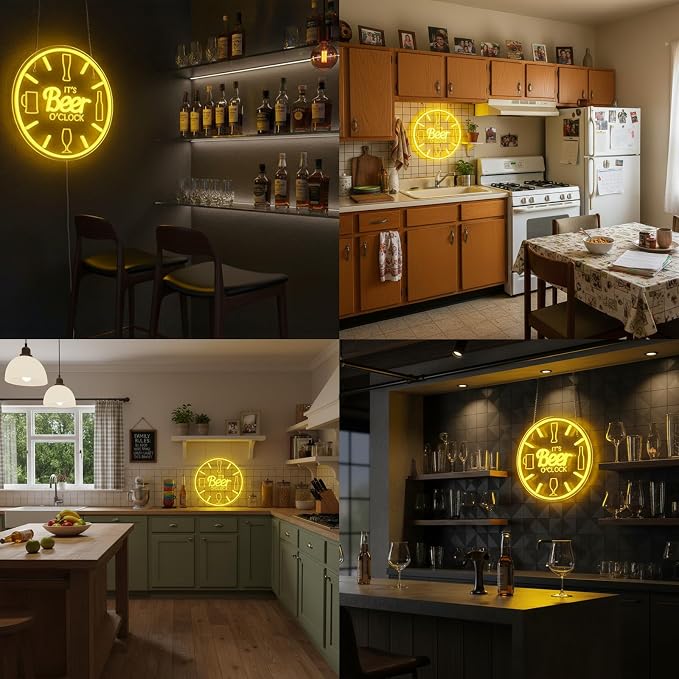 Beer Neon Sign Bar Neon Sign for Wall Decor, LED Dimmable It's Beer O'Clock - Image 6