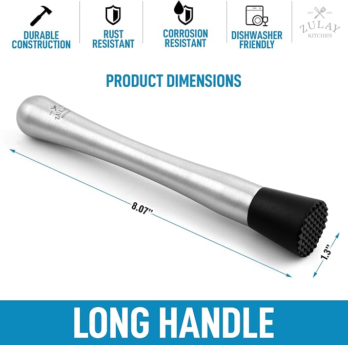 Zulay Stainless Steel Muddler for Cocktails - Image 3