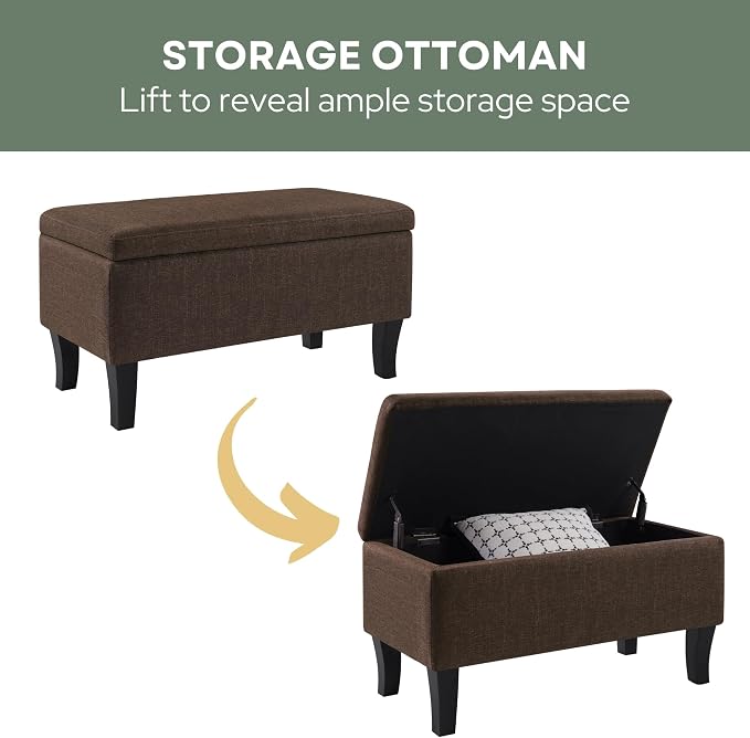 Convenience Concepts Designs4Comfort Winslow Storage Ottoman Bench 32" - Image 5