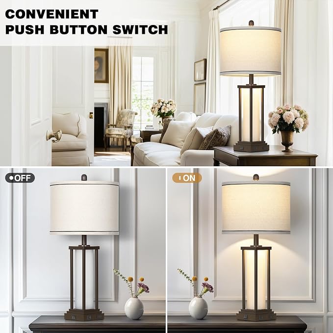 Cinkeda 27" Tall Vintage Table Lamps - Image 5