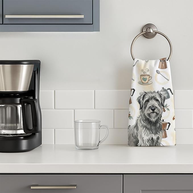 Caroline's Treasures Gray Briard Coffee Bar Kitchen Towel Velour Plush Front - Image 3
