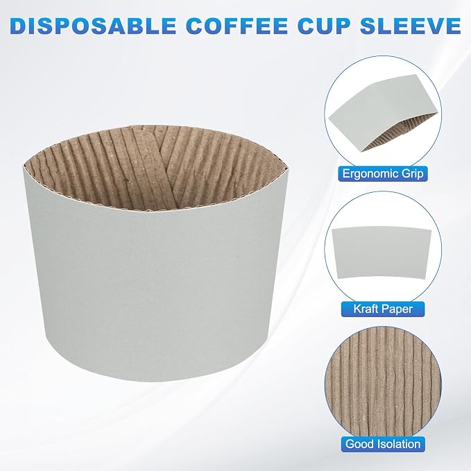 uxcell 100pcs Disposable Coffee Cup Sleeves, Cardboard Cup Sleeves - Image 3