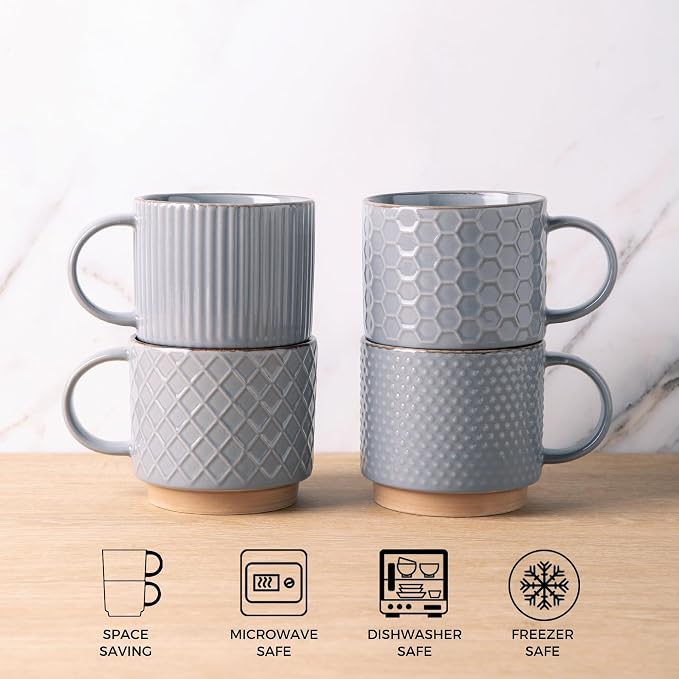 GBhome 15OZ Stackable Coffee Mugs, Ceramic Coffee Mugs - Image 6
