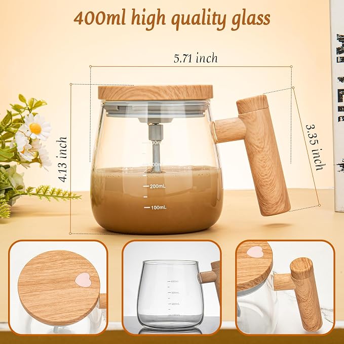 Electric Self Stirring Coffee Mug, 400ml High Speed Mixing Cup - Image 5