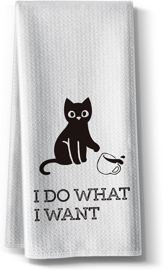 Funny Kitchen Towels, Cat Themed Dishcloth Dish Napkin Décor, 16 x 24Inch by Hcaredee