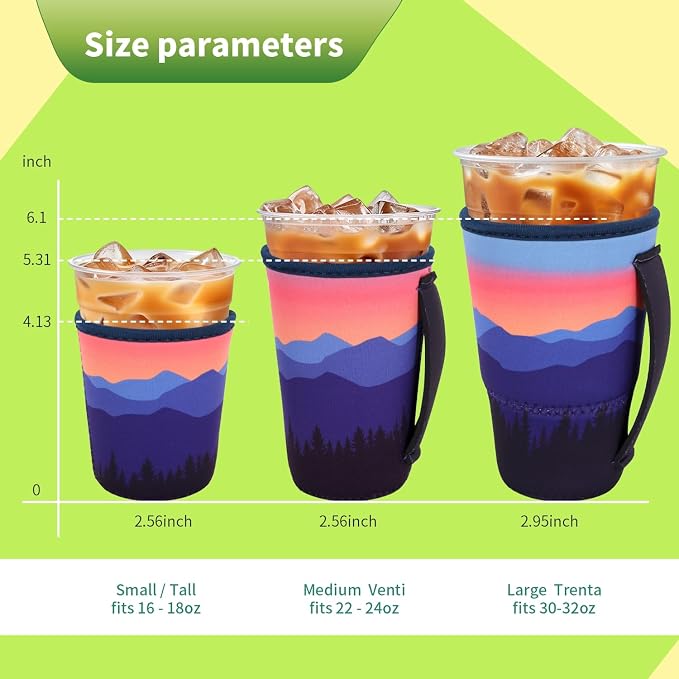 3 Pack Iced Coffee sleeve Insulated Neoprene Cup Sleeves - Image 2