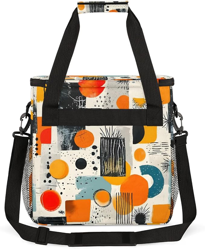 Abstract Modern Geometric Coffee Maker Carring Bag, Large Insulated Storage - Image 5