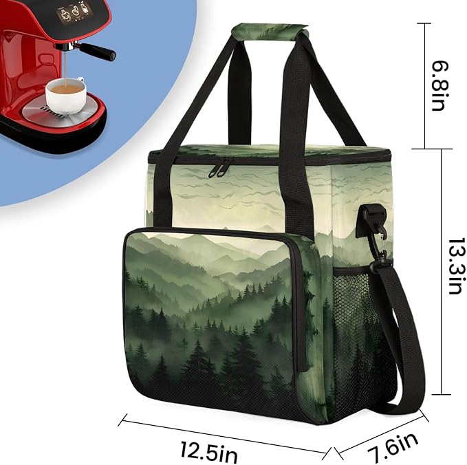 Green Misty Forest Coffee Maker Carring Bag, Large Insulated Storage Organizer - Image 2