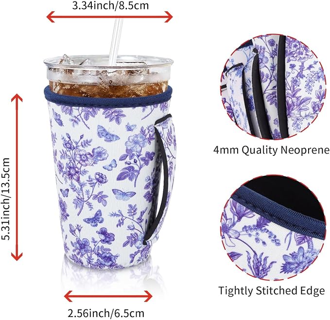 4Pack Reusable Iced Coffee Sleeve Insulator Sleeves - Image 2