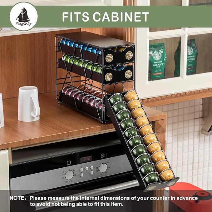 FlagShip Nespresso Pod Holder 80 Large Vertuo Pods Capacity 4 Tier | Vertical - Image 6