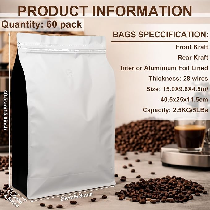 Moxweyeni 60 Pcs 5 lb Coffee Bags - Image 2