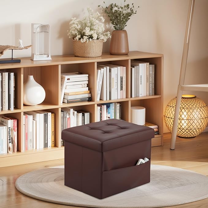 Bsketa Storage Ottoman Foot Rest Stool, Small Leather Storage Ottomans Bench - Image 7