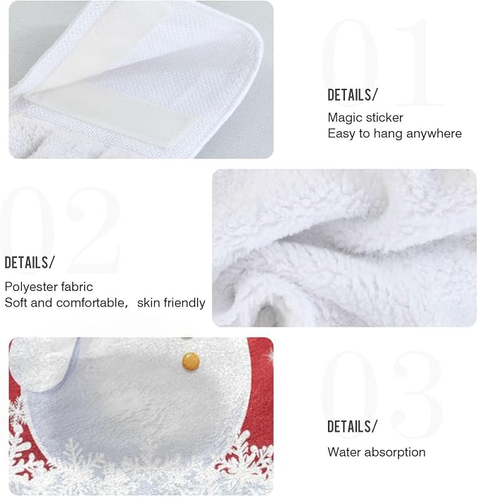 Christmas Winter Snowman Kitchen Hanging Towel Red Snowflakes Hand Fingertip - Image 5