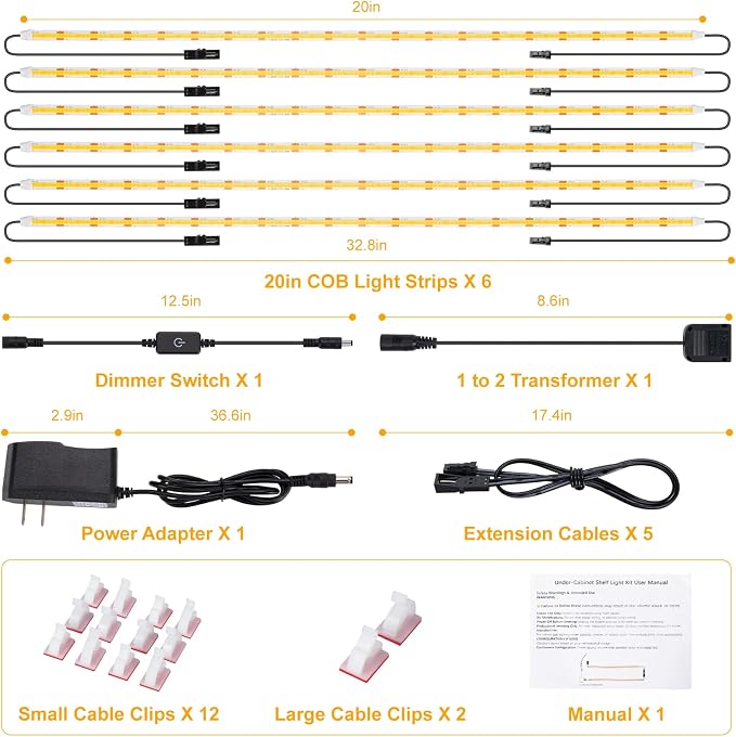 JUSJUBR Shelf Lights, Warm White 3000K, LED Under Cabinet Lights - Image 7