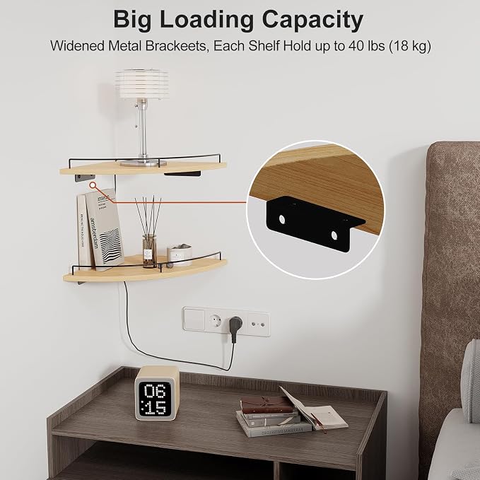 JJL Corner Shelf Wall Mounted, 12 Inches 2-Tier Floating Corner Shelf, - Image 4