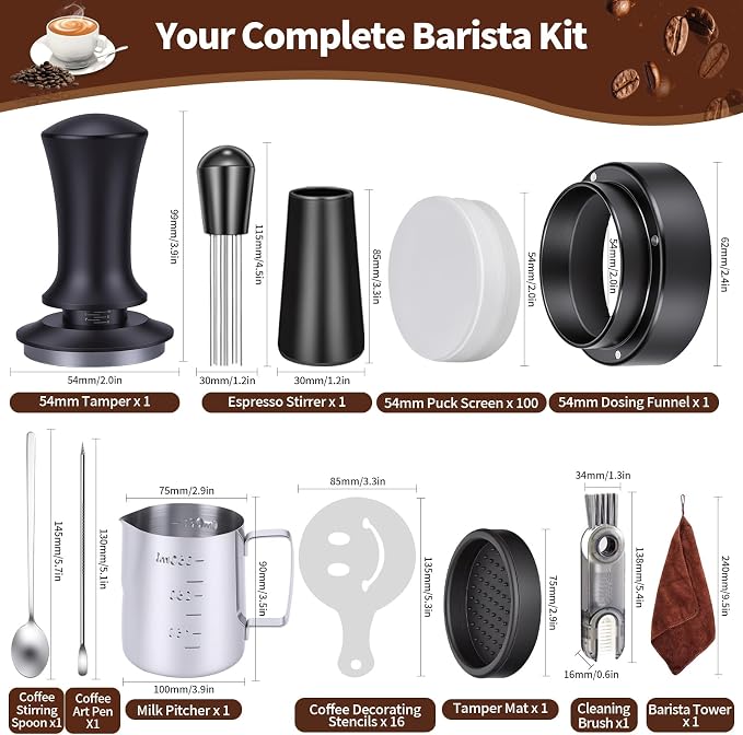 26 PCS Espresso Accessories Kit, Espresso Tamper Kit Coffee Tamper Set - Image 8