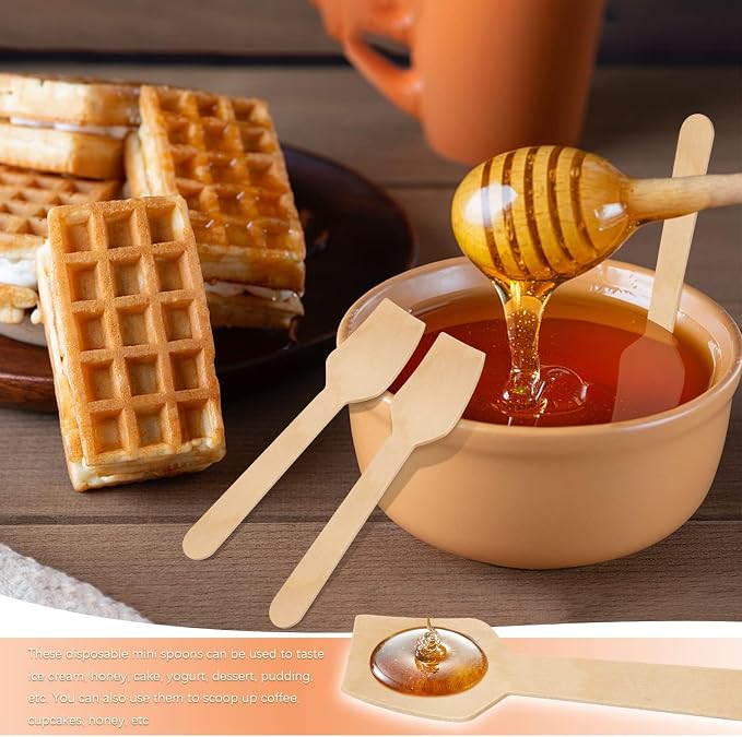 300 Pcs 3.75" Disposable Mini Wooden Tasting Spoons - Image 6