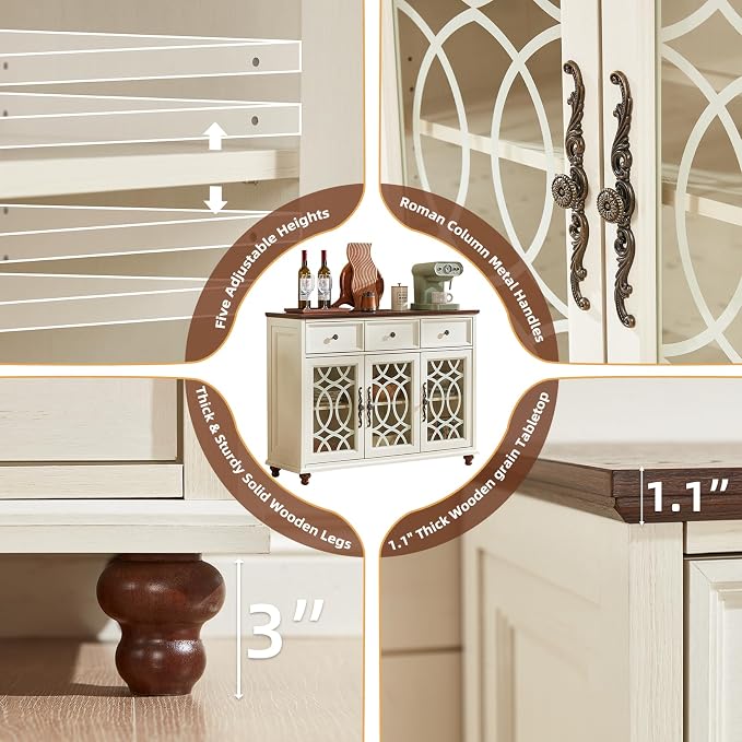 Joaxswe Farmhouse Sideboard Buffet Cabinet Set of 2 - Image 6