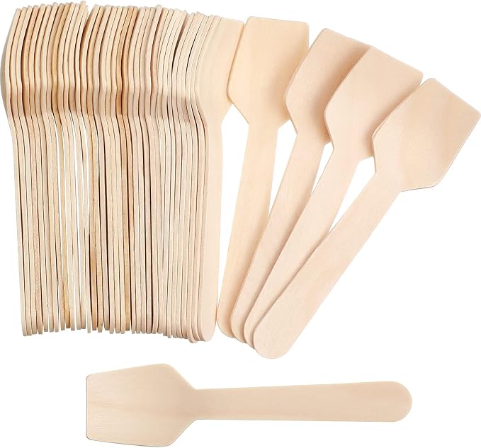 Sieral 1000 Pack 3.74" Disposable Mini Wooden Spoons Bulk Square End Tasting by Sieral