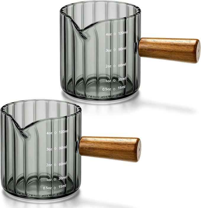 2 Pack Espresso Measuring Cups, 4oz Borosilicate Glass Espresso Shot Glasses by Cfyosnk