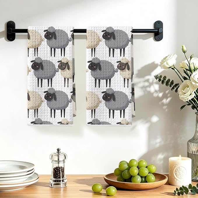 2 Pcs Sheep Kitchen Towels, Microfiber Dish Cloths - Image 4