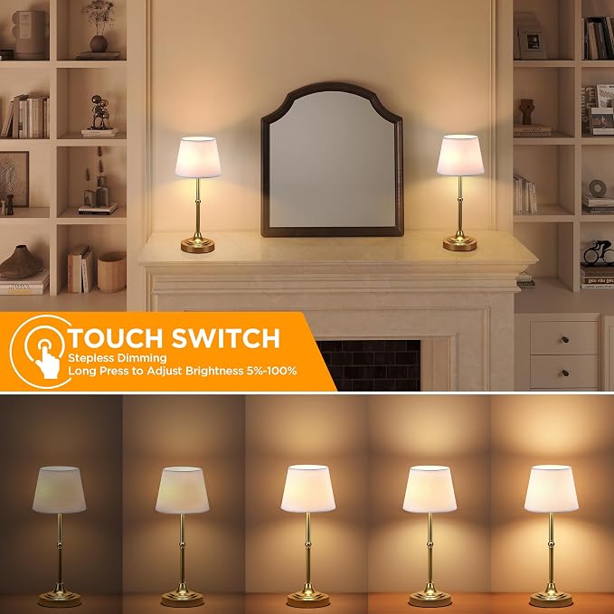 LUTEC 2 Pack Cordless Table Lamp, Battery Operated Lamp - Image 3
