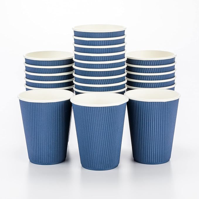 Restaurantware Ripple Wall Coffee Cups 25 Count 12 Ounce Insulated Midnight by Restaurantware