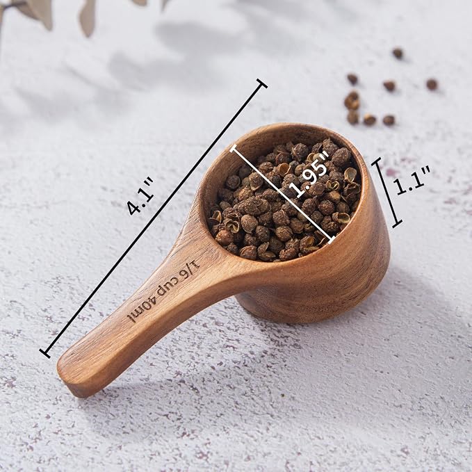 40 ml 4 Pack Acacia Wood Coffee Scoops, Small Wooden Coffee Spoons - Image 2
