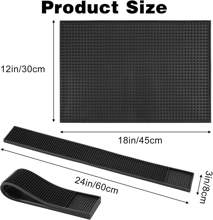 4 Pcs Rubber Bar Mats, Barber Mat, Non-Slip Spill Mats - Image 2