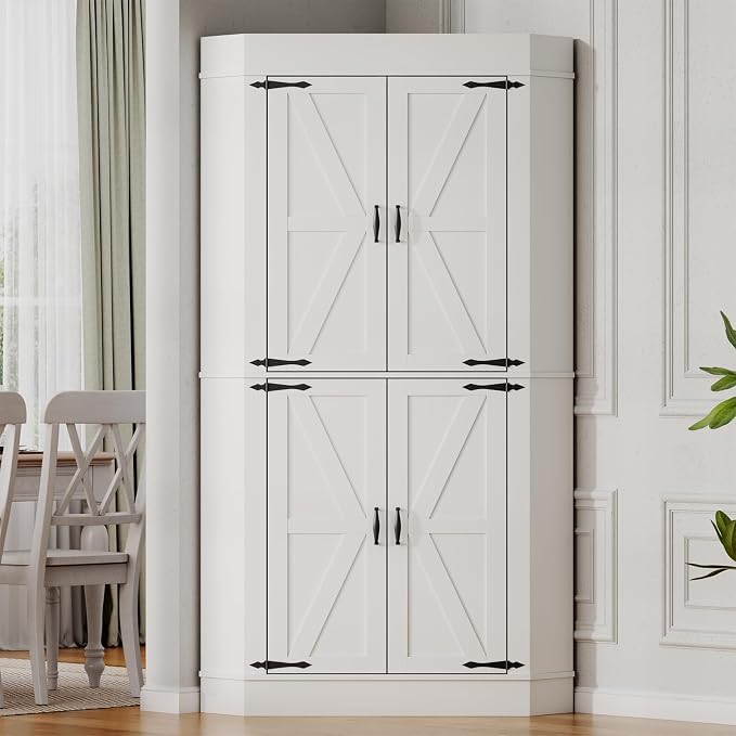 Gyfimoie Corner Cabinet, Kitchen Pantry Storage Cabinet, Freestanding Buffet - Image 8