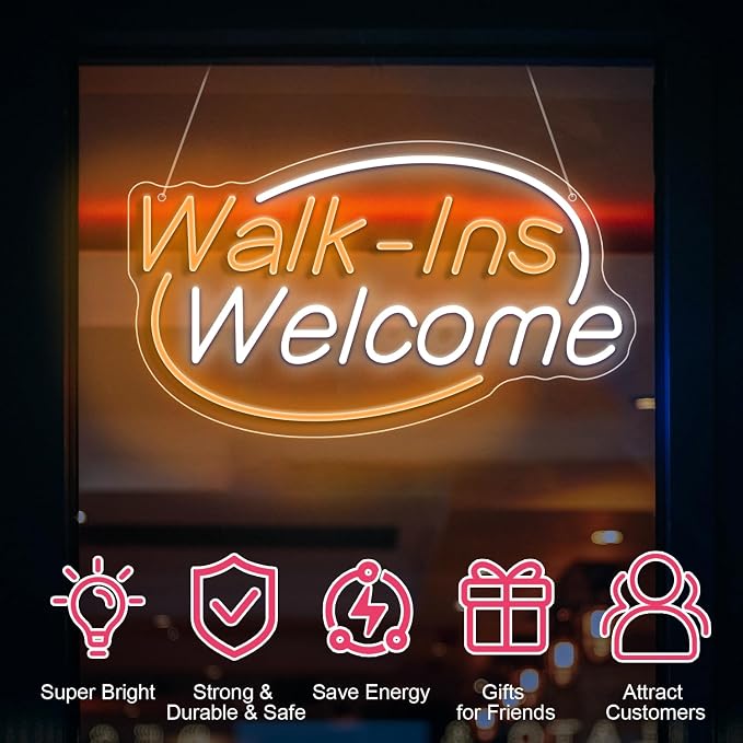 Walk-Ins Welcome Neon Sign, Neon Sign - Image 3