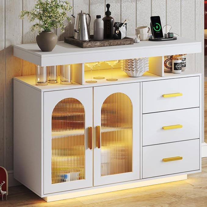 WOOVIVS LED Sideboard Buffet Cabinet - Image 8
