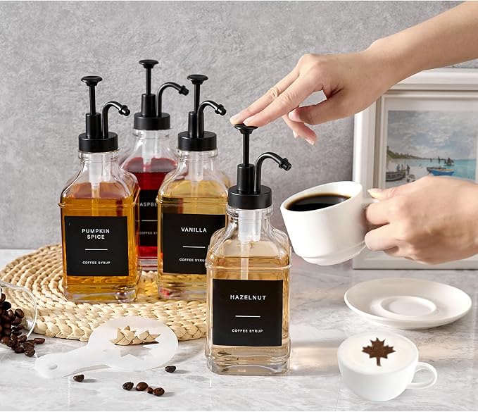 Coffee Syrup Dispenser for Bar, Glass Syrup Bottle - Image 4