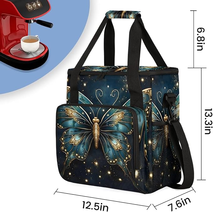 Boho Butterfly Coffee Maker Carring Bag, Large Insulated Storage Organizer Case - Image 2