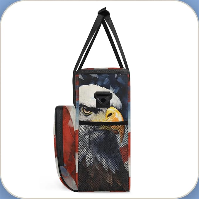 American Flag Eagles Coffee Maker Carring Bag, Large Insulated Storage - Image 4