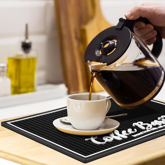 Potchen Coffee Bar Mat for Countertop 18x12 Inch, Non Slip PVC Spill Pad - Image 6