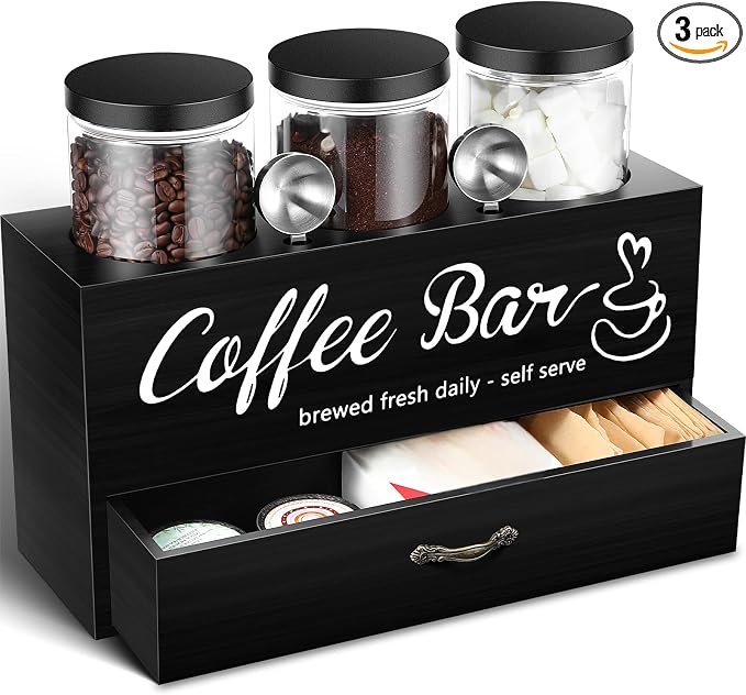 3 Pcs Coffee Bar Containers Set Include Coffee Sugar Container by Skybooly