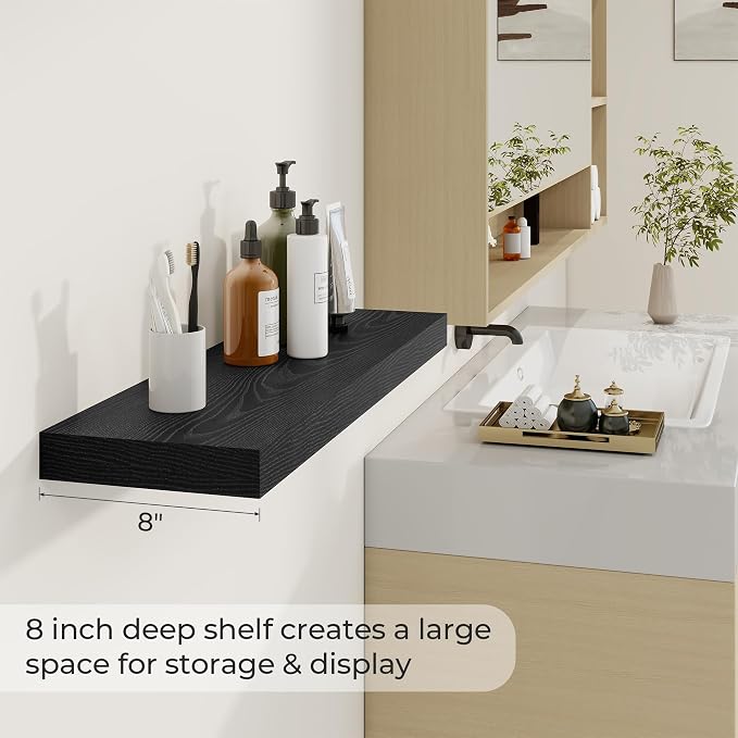 Dreamland 30 Inch Long Floating Shelves in White, 8 Inch Deep Floating Shelf - Image 4