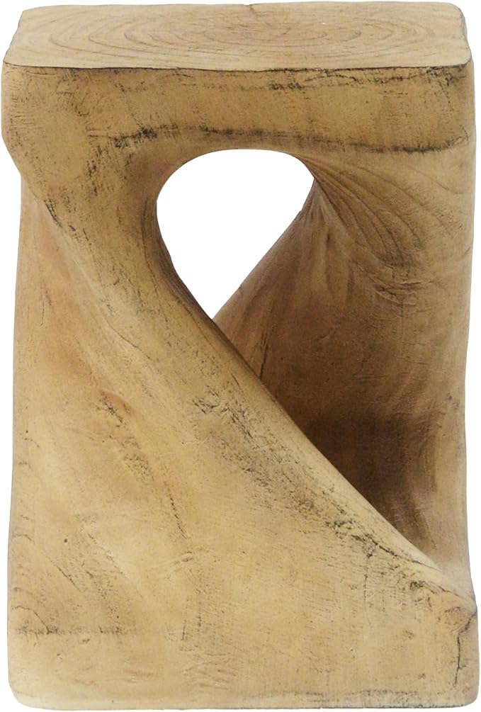 Twist End Table with Wood Grain Texture, 12 Inch Square Spiral Accent Table - Image 6