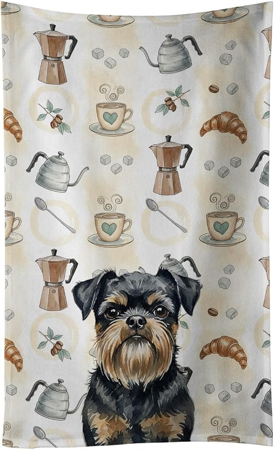 Caroline's Treasures Black and Tan Brussels Griffon Coffee Bar Kitchen Towel by CarolinesTreasures