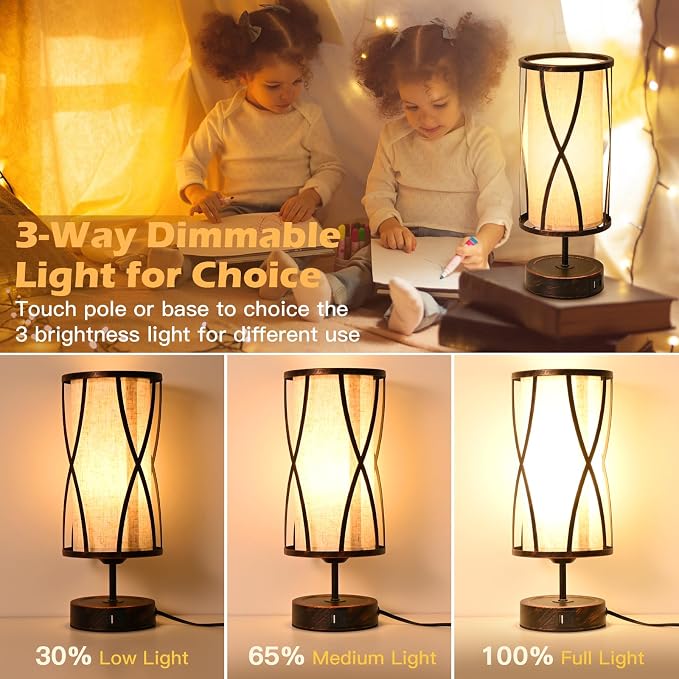 Distressed Table Lamps for Living Room, 3 Way Dimmable Touch Lamps, Small - Image 7