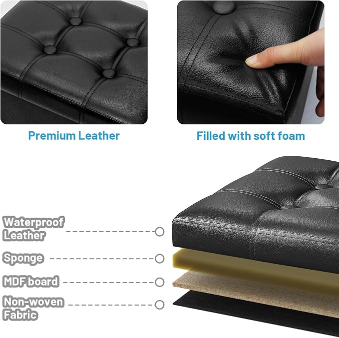 Bsketa Storage Ottoman Foot Rest Stool, Small Leather Storage Ottomans Bench - Image 4