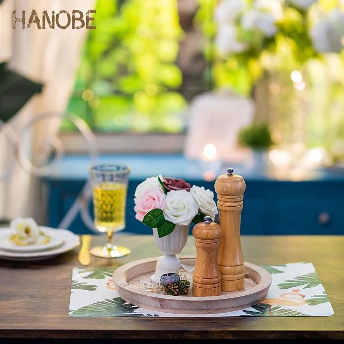 Hanobe Wood Decorative Tray：Set of 2 Round Unfinished Wooden Craft Trays DIY - Image 4