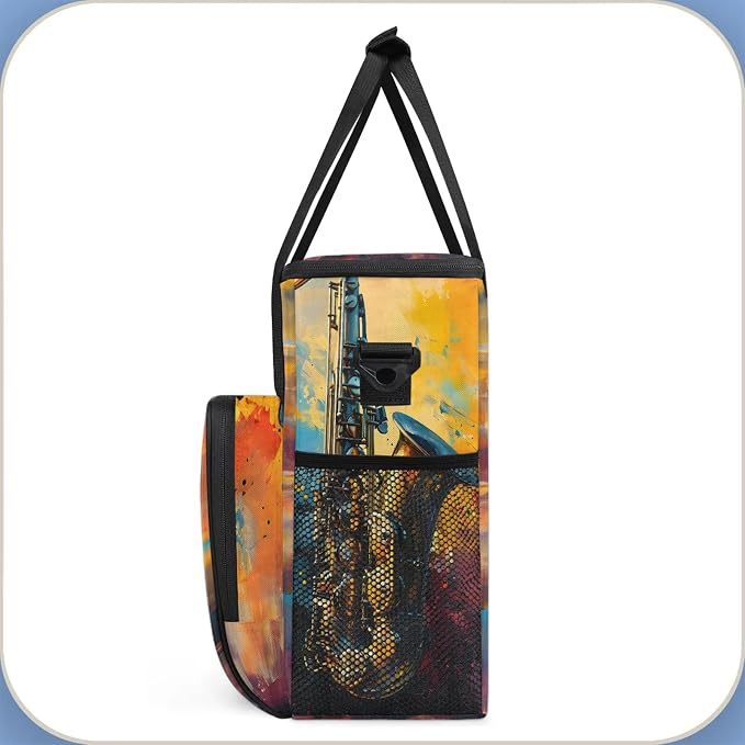 Music Saxophone Coffee Maker Carring Bag, Large Insulated Storage Organizer - Image 4