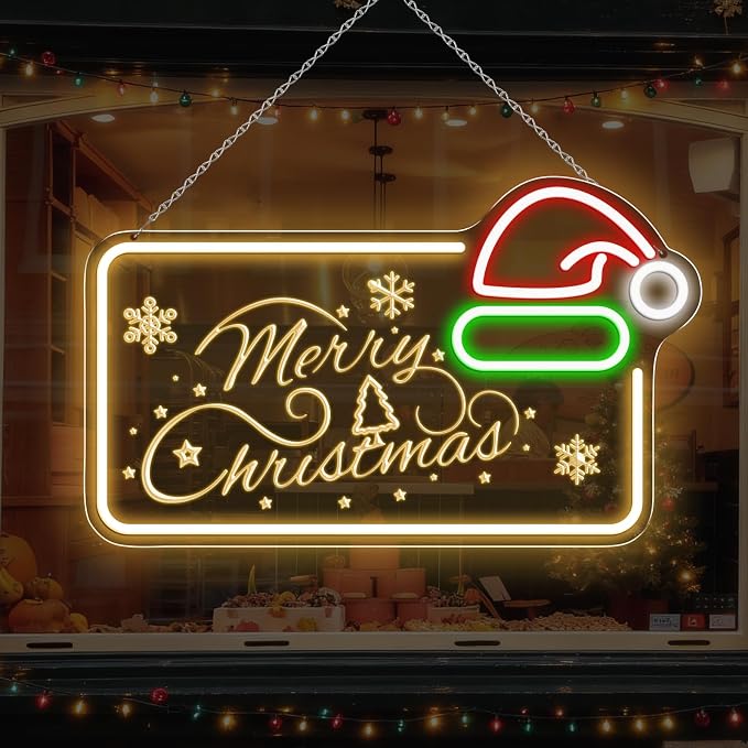 16.5 x 10’’ Merry Christmas Neon Sign, Carving LED Sign by NELTBESIN