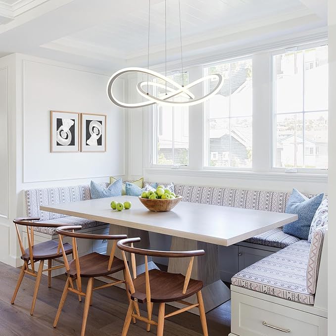 Modern LED Pendant Light Fixture Irregular Ring LED Chandelier Dimmable - Image 5